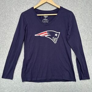 NFL New England Patriots Womens V Neck Long Sleeve T Shirt Size Medium